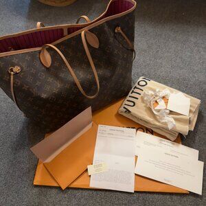 Louis Vuitton XL Neverfull GM Brown Monogram Cherry Organizer Gift/Dust Bag POP